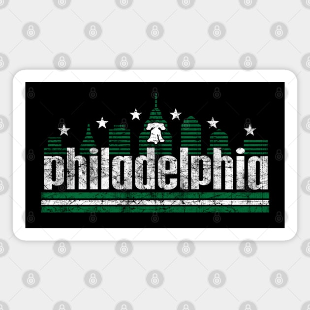 Vintage RETRO PHILLY SKYLINE GREEN AND WHITE PHILADELPHIA FAN Magnet by TeeCreations